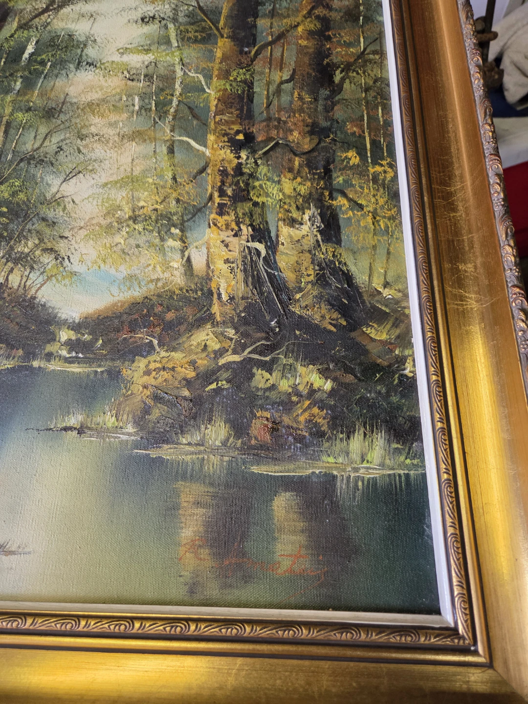 Vintage Framed Landscape Oil Painting - photo 2