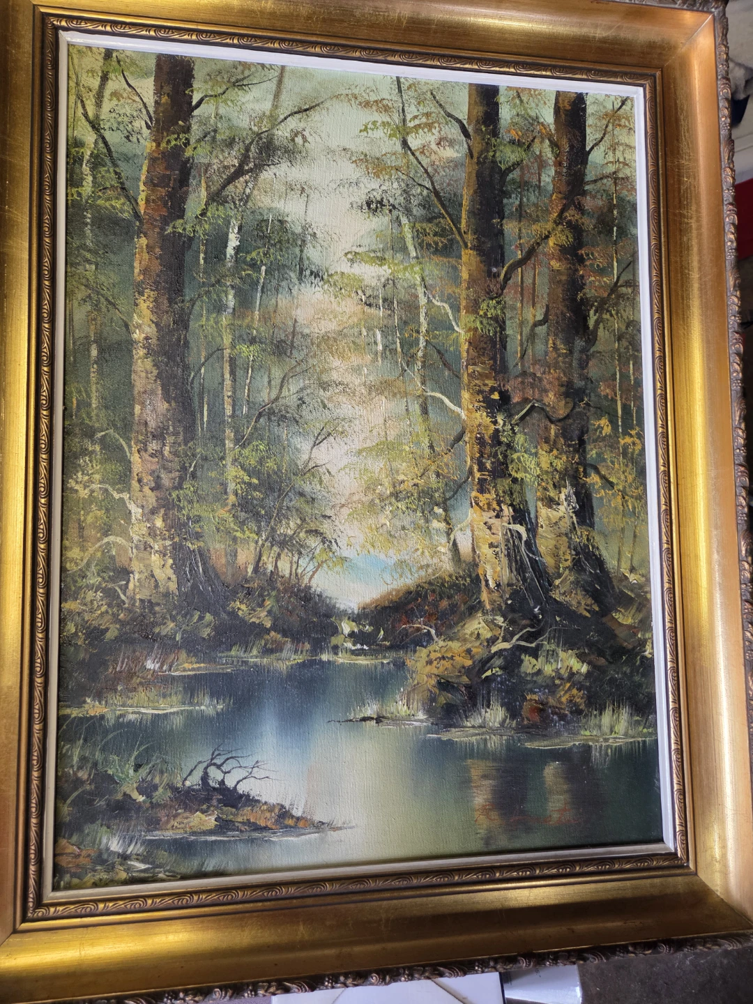 Vintage Framed Landscape Oil Painting - photo 3