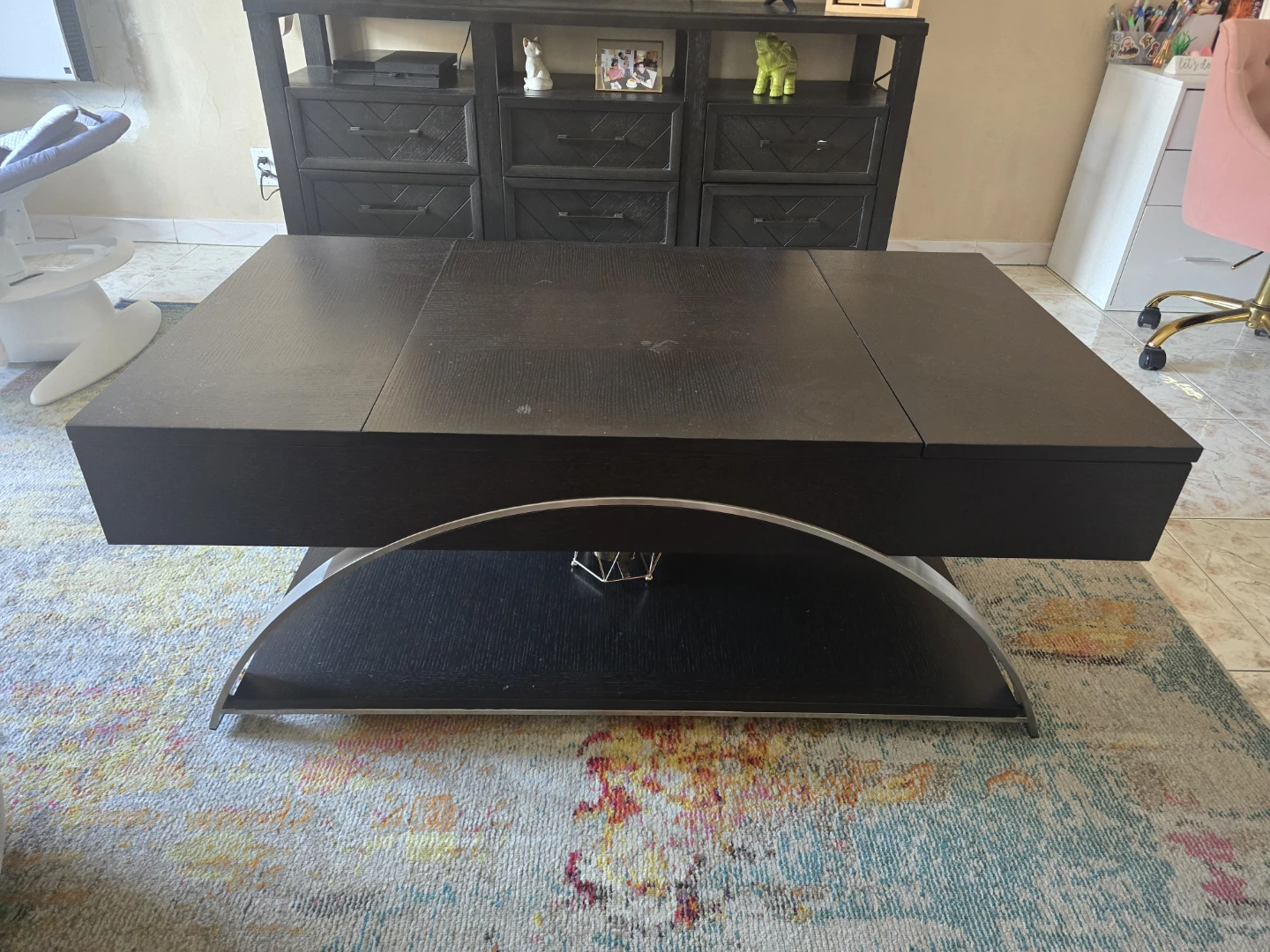 Modern Dark Wood Coffee Table with Storage - photo 2