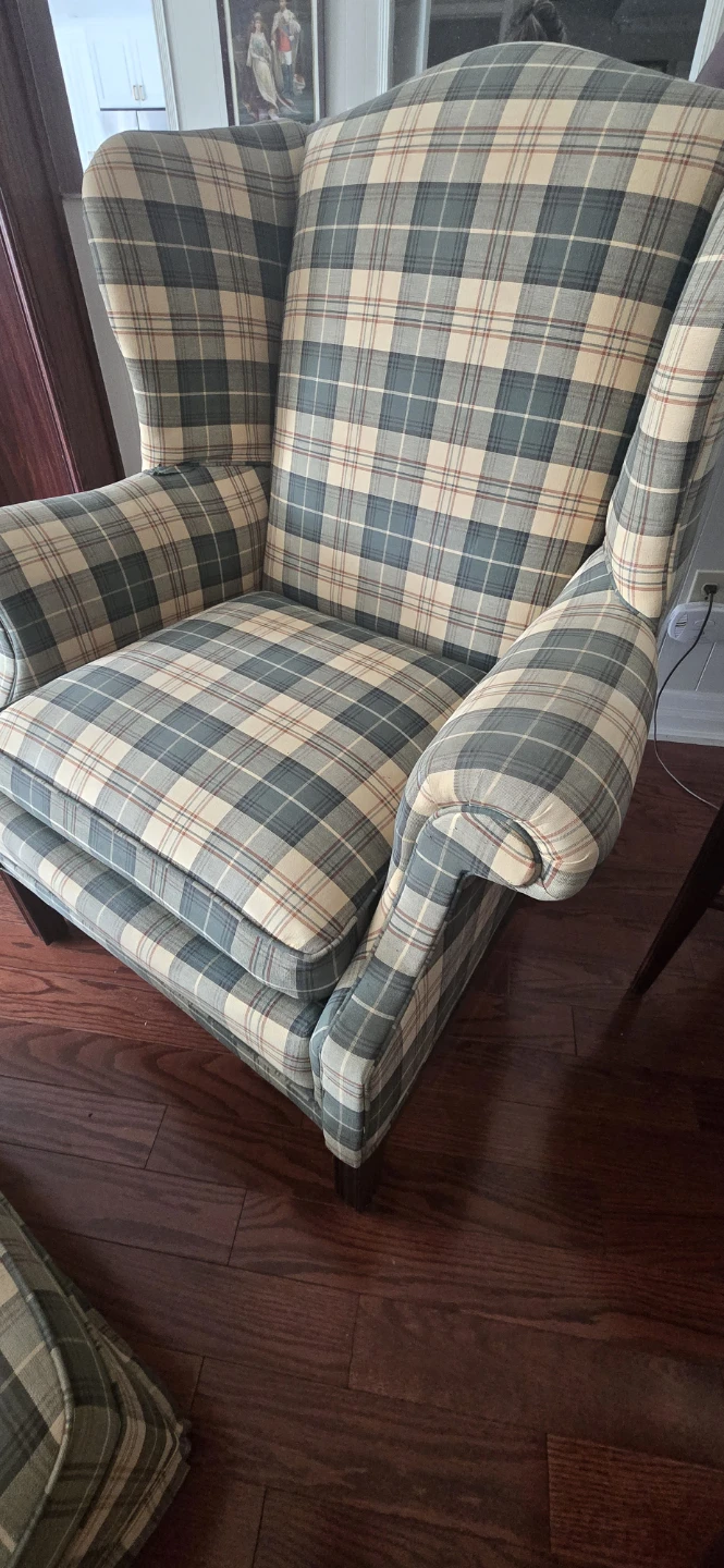 Plaid wingback chair and ottoman set - photo 4
