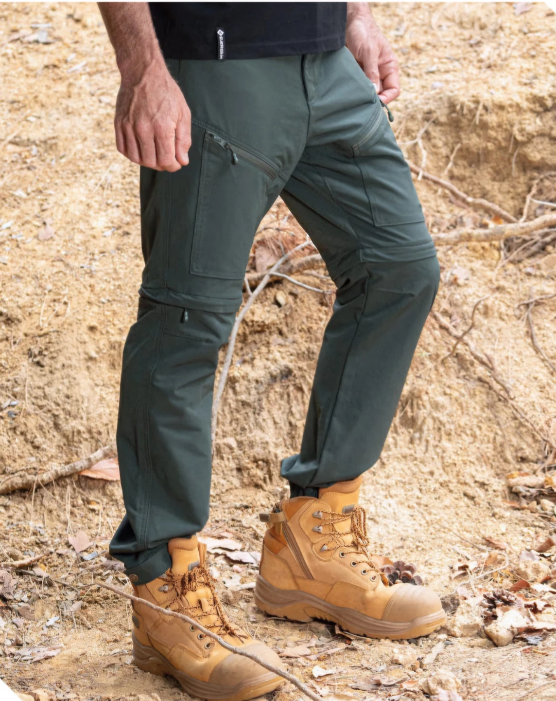 Men's Zip-off Cargo Pants.BÆRSkin Water-Repellent. Green XXL. - photo 3