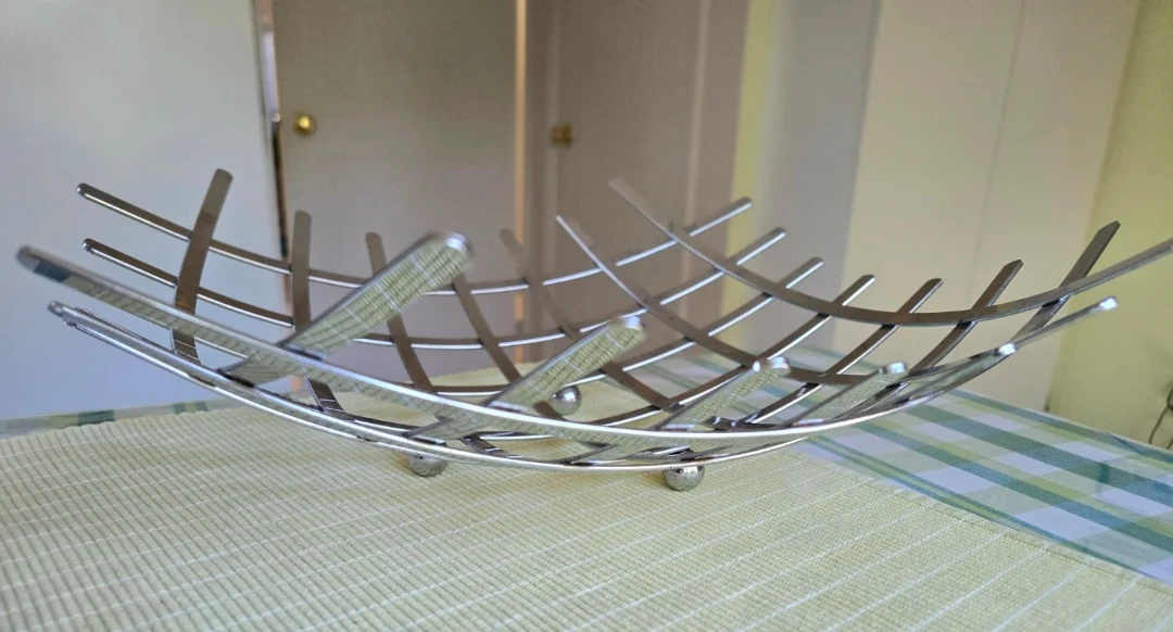 Modern Chrome Grid Fruit Bowl - photo 2