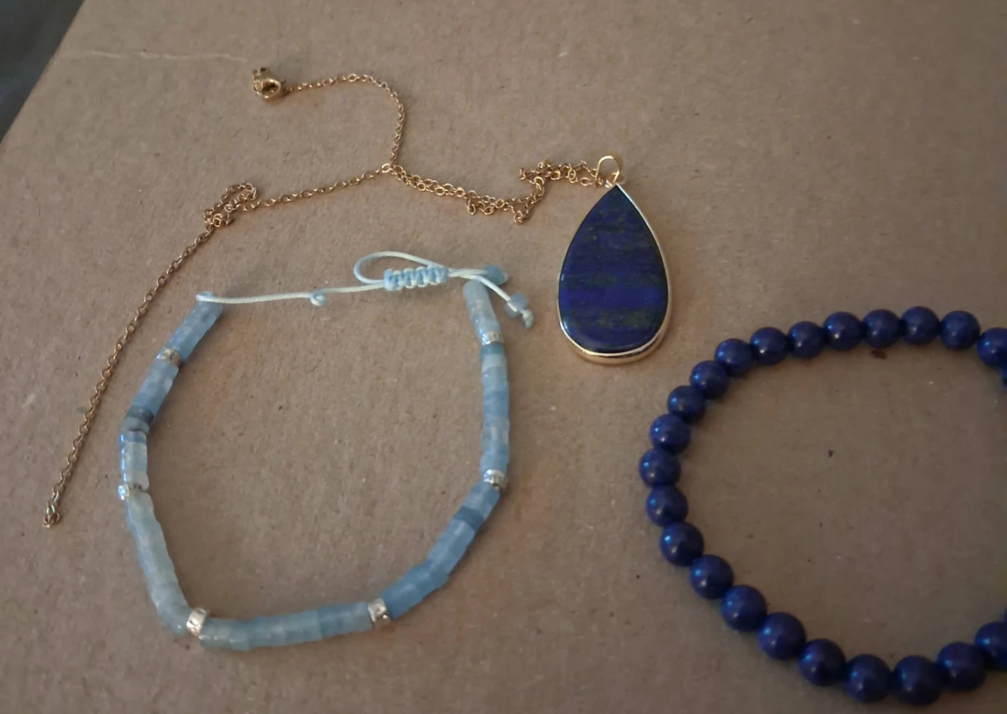 Jewellery Set: Lapis Lazuli Pendant and Two Bracelets