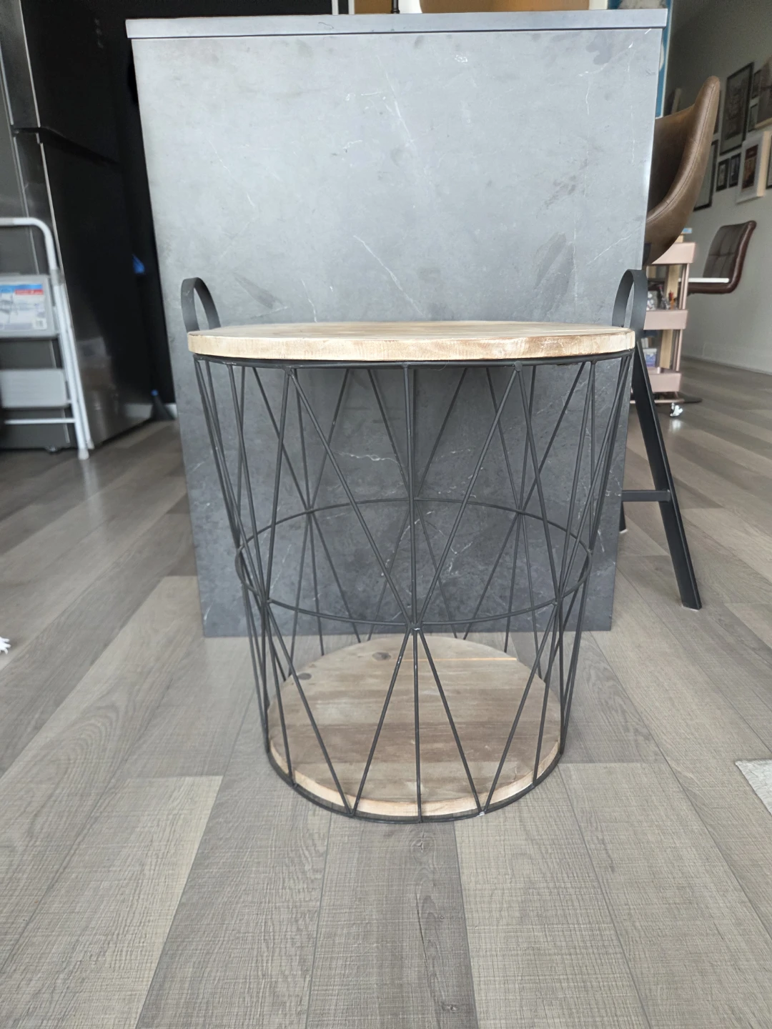 Rustic Wire Storage Side Table