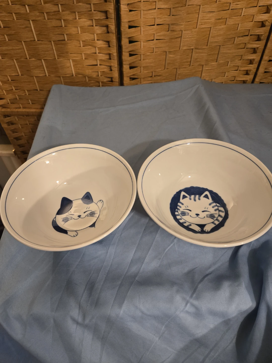 2pc Vintage Japanese Mino-Ware Cat Bowls Set - photo 4