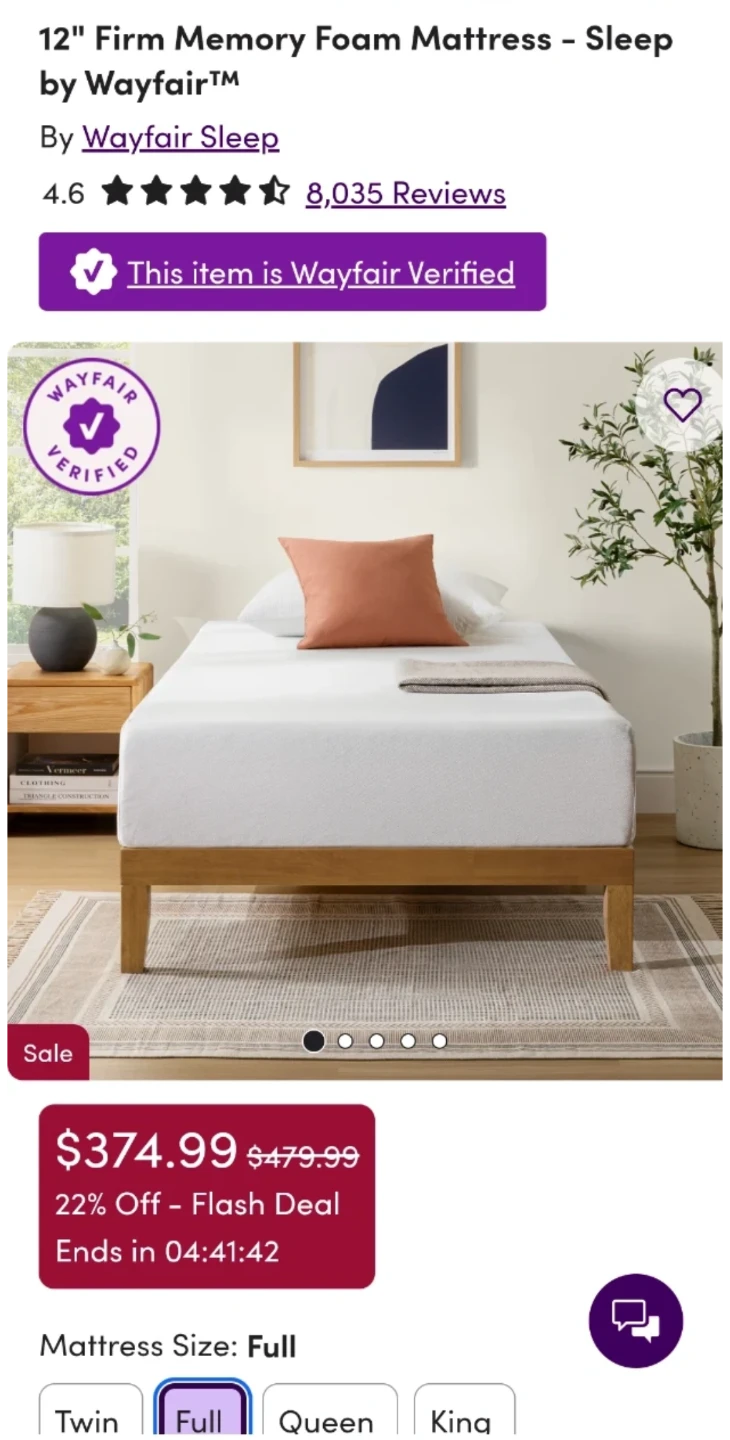 Brand New Full /Double 12" Wayfair Memory Foam Mattress