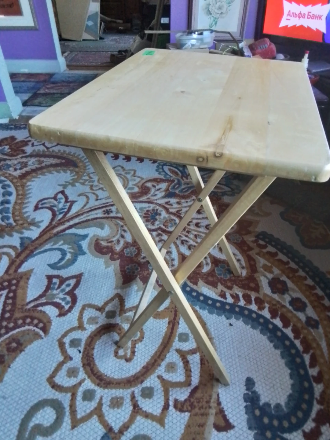 Natural Wood Folding Tray Table - photo 3