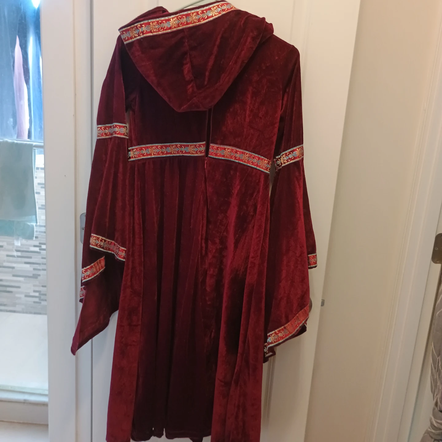Red Velvet Hooded Renaissance Dress - photo 3