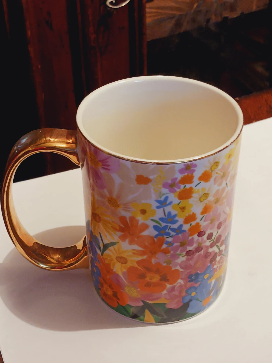 Beautiful Floral Mug with Gold  Tone Handle - photo 3