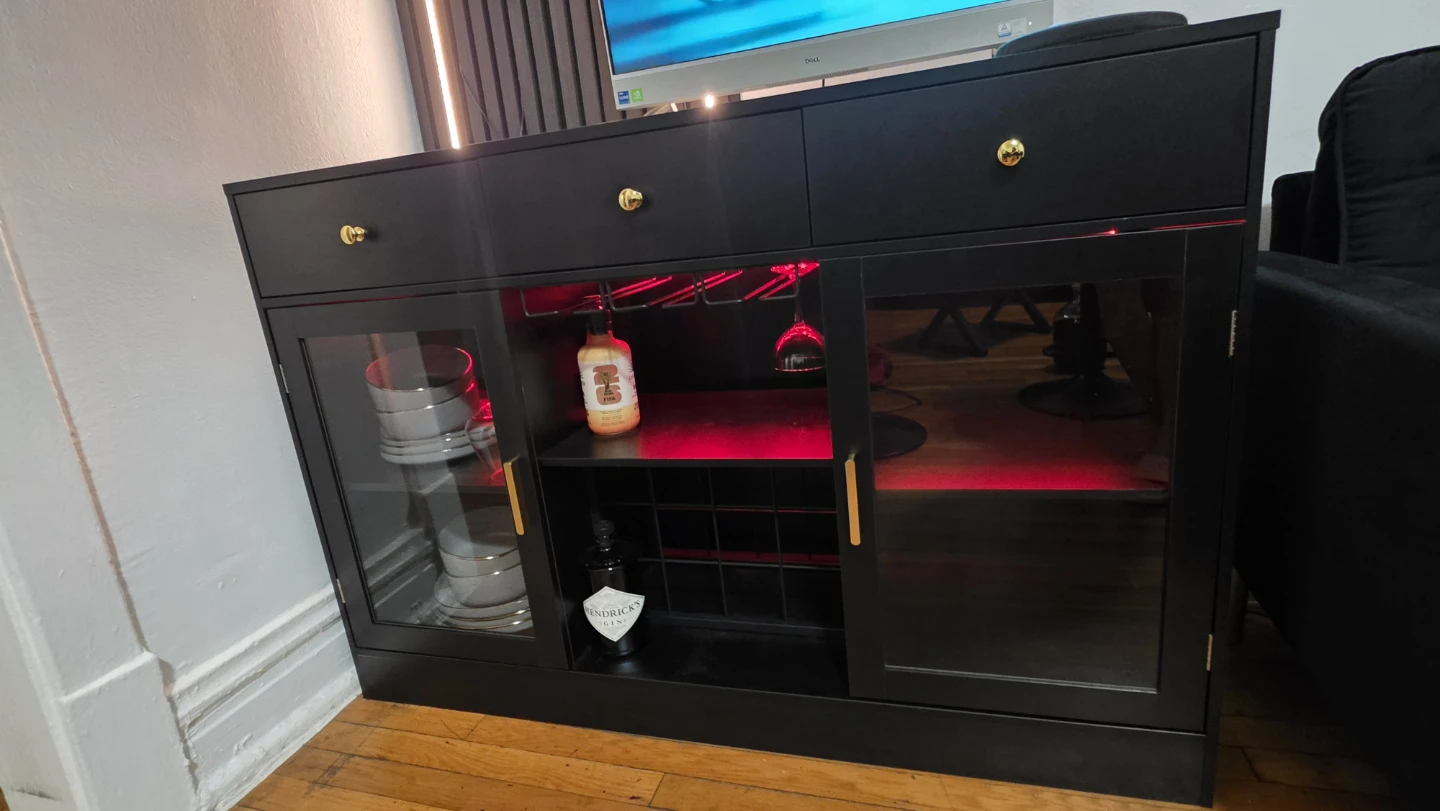 Black Modern Coffee Bar Cabinet with led - photo 3
