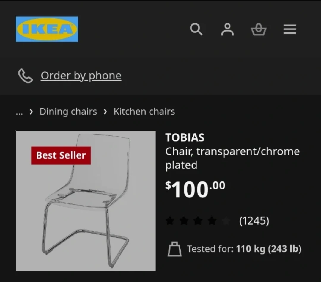 IKEA TOBIAS Chair - Transparent/Chrome - photo 3
