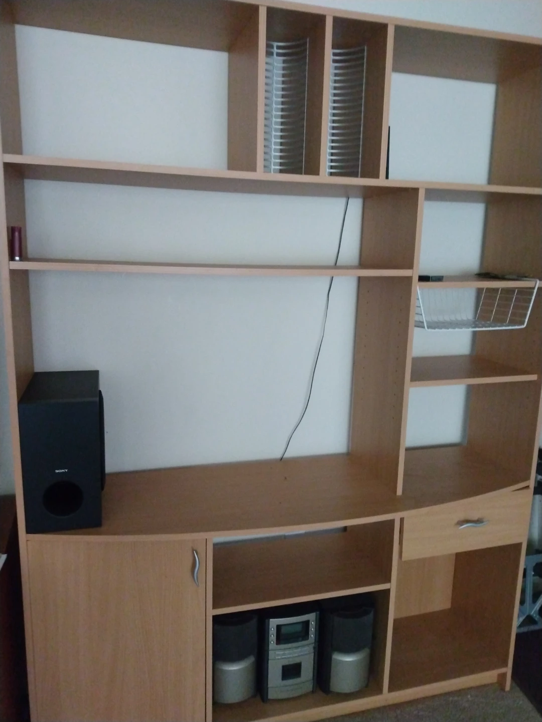 Large wooden entertainment unit with storage