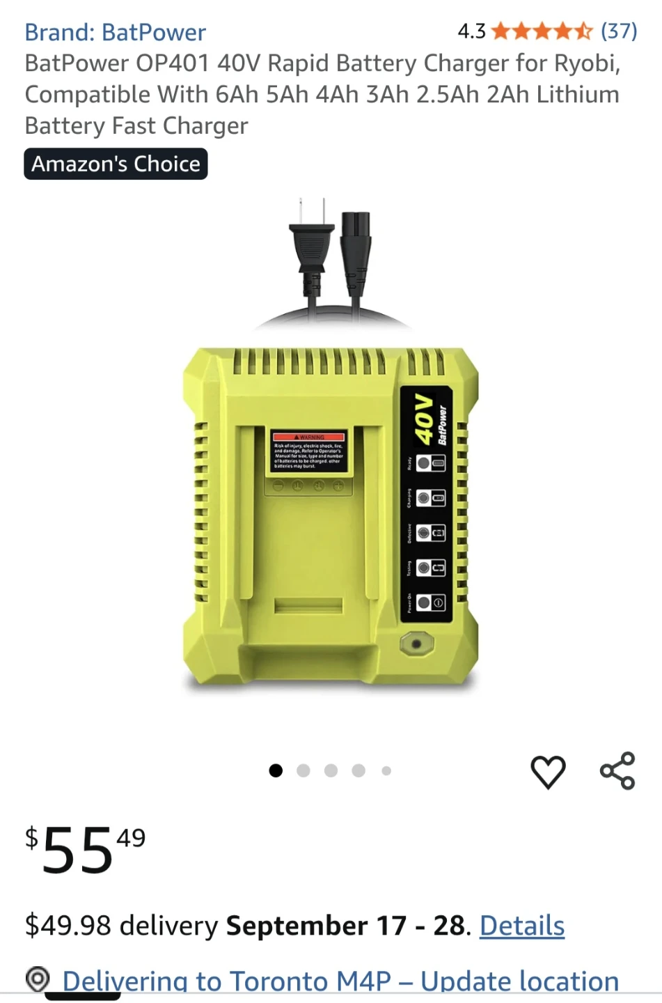 BatPower OP401 40V Battery Charger for Ryobi - photo 2