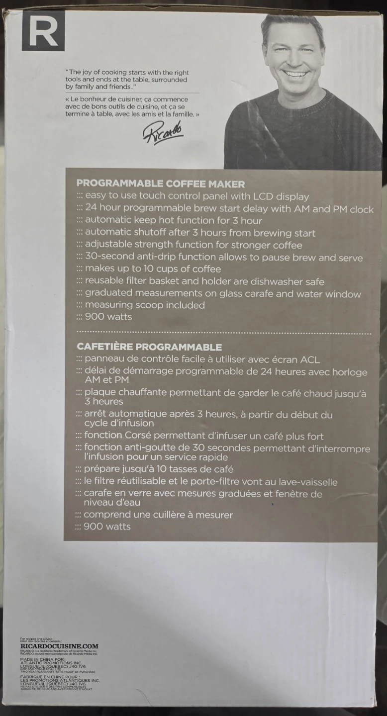 BRAND NEW! Ricardo 10-Cup Programmable Coffee Maker - photo 3