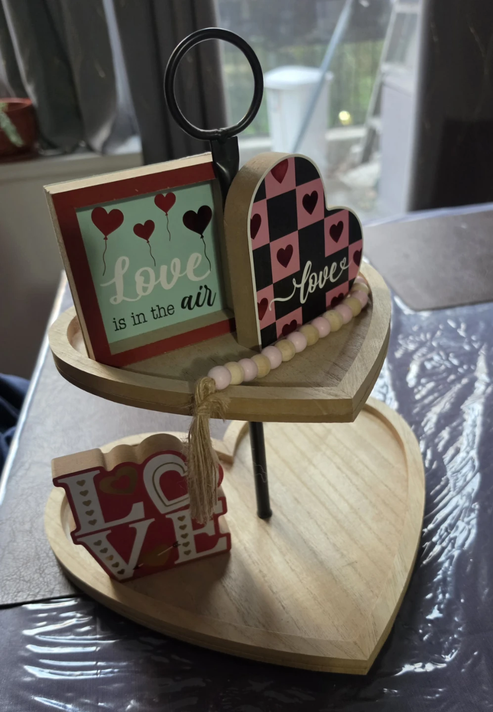 Tiered Heart Tray with Valentine's Decor
