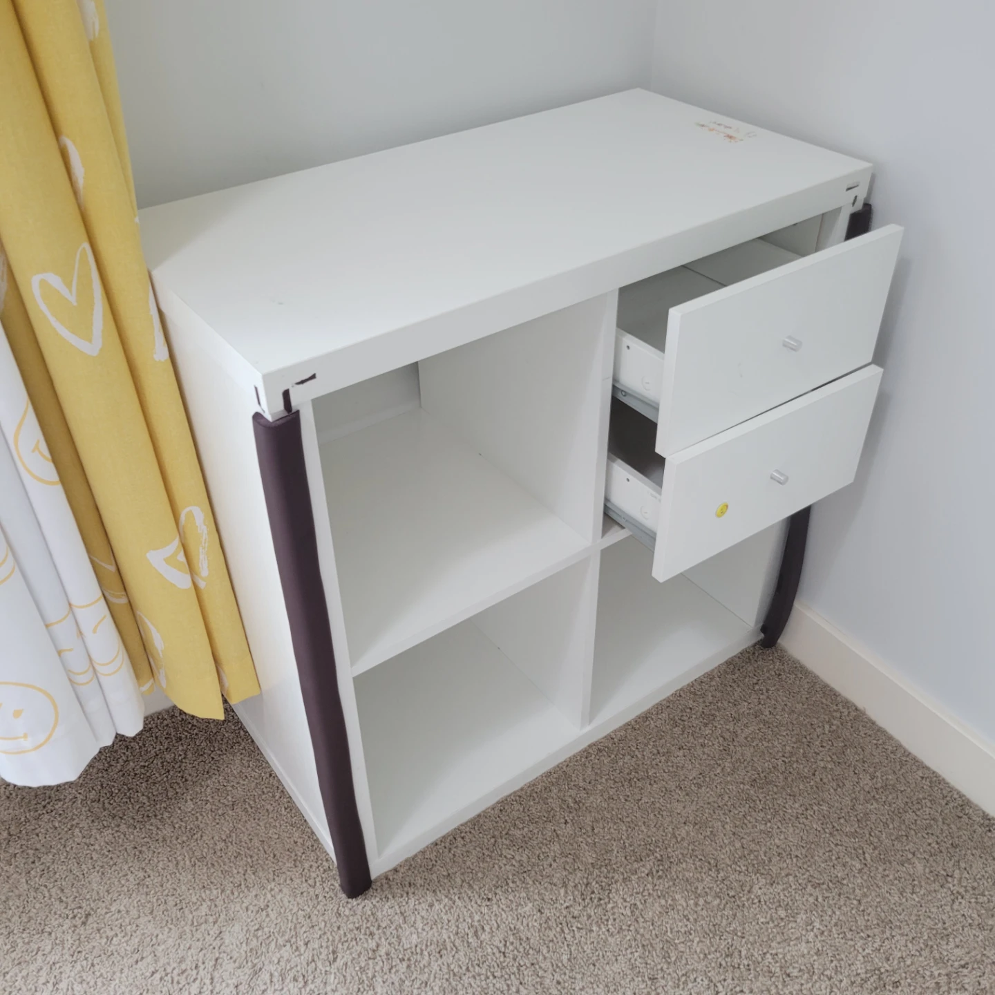 White Cube Storage Unit with 2 Drawers