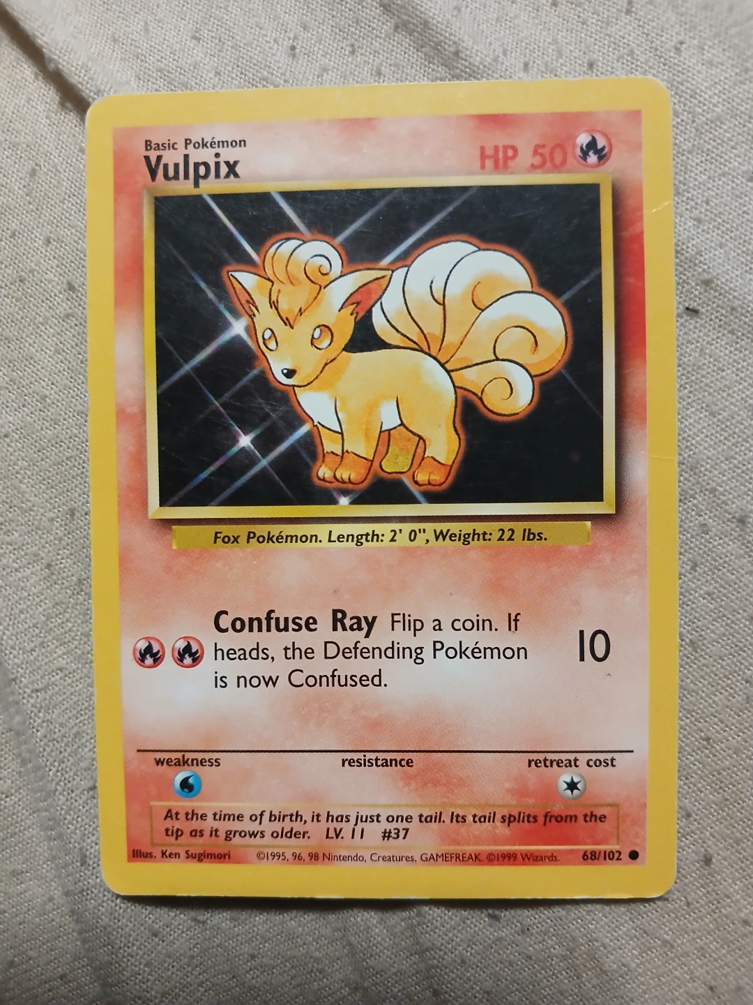 Vulpix 68/102 1999 Pokémon Card