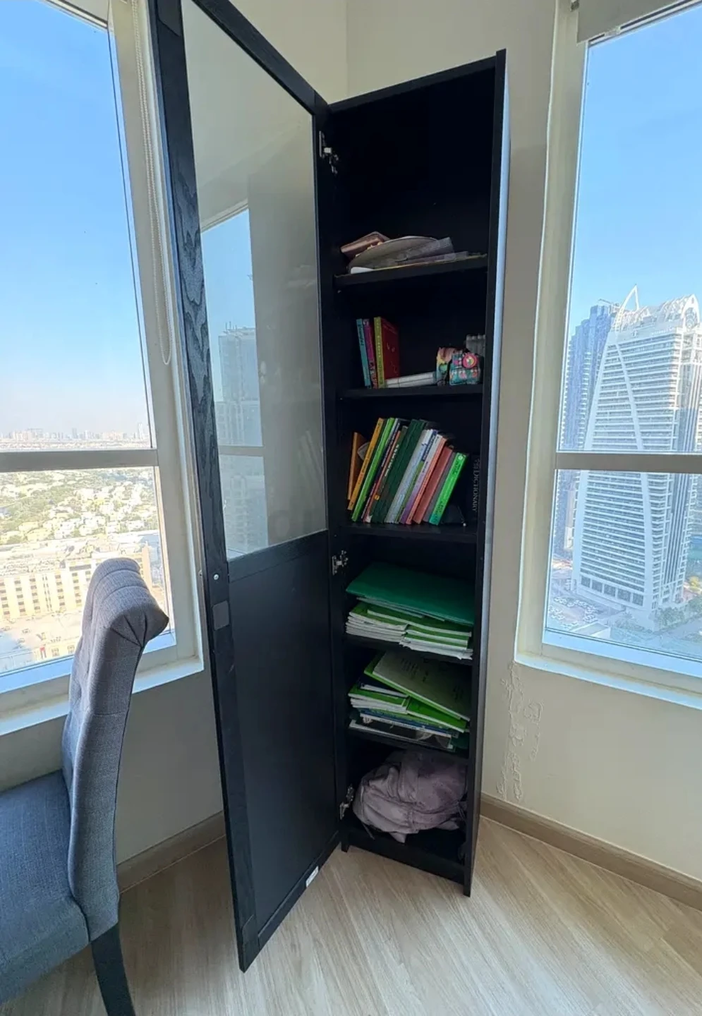 IKEA Tall Black Cabinet with Glass Door - photo 2