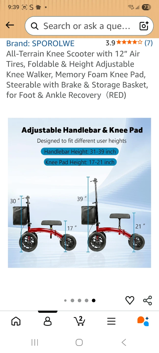 All-Terrain Knee Scooter - Red - photo 2