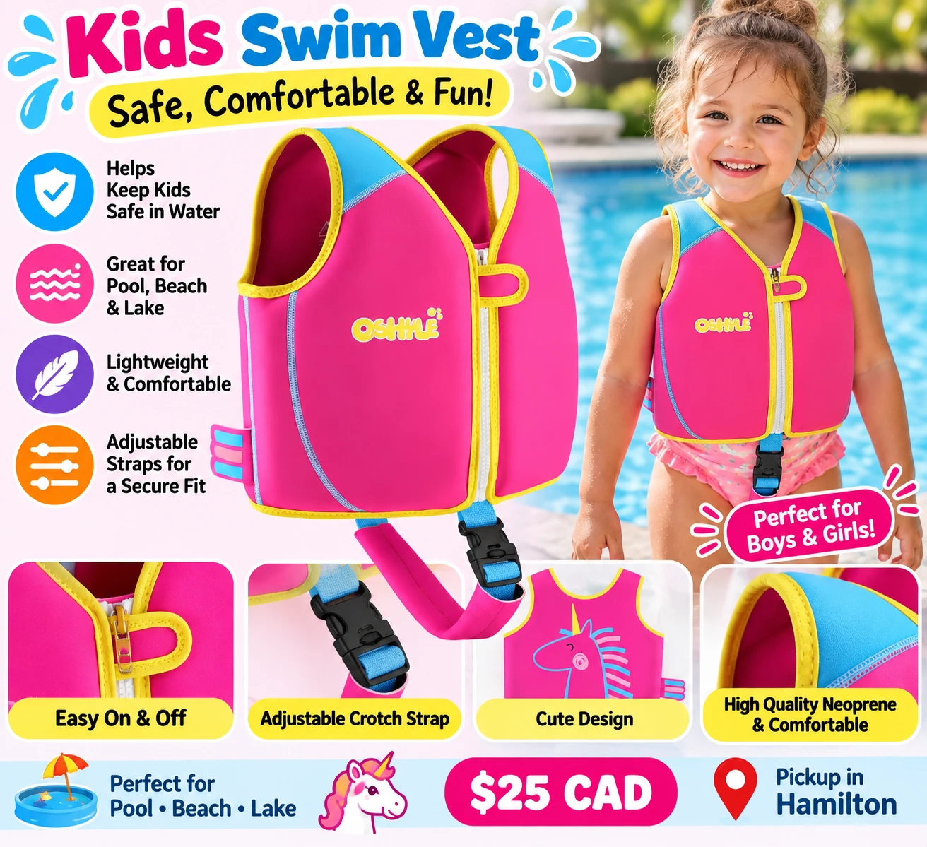 OSHYLE Toddler Swim Vest Neoprene Life Jacket - photo 2