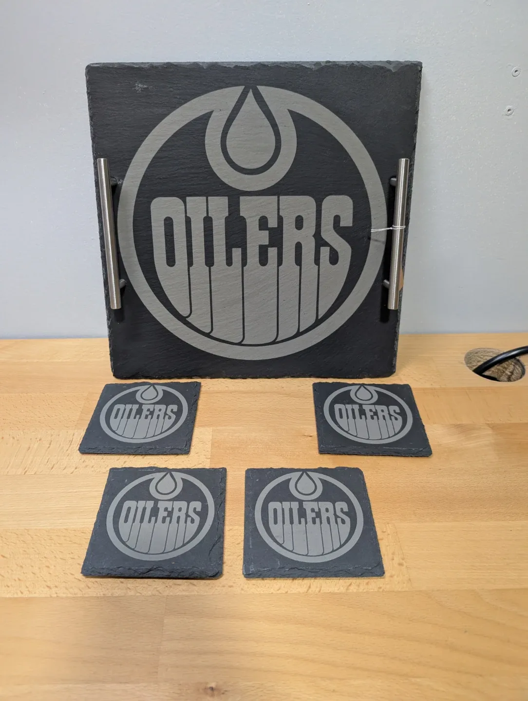 Laser engraved Serving Tray and Coaster Set