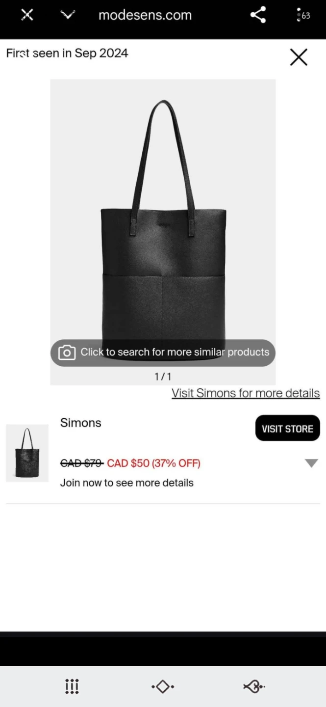 Simons Black Tote Bag