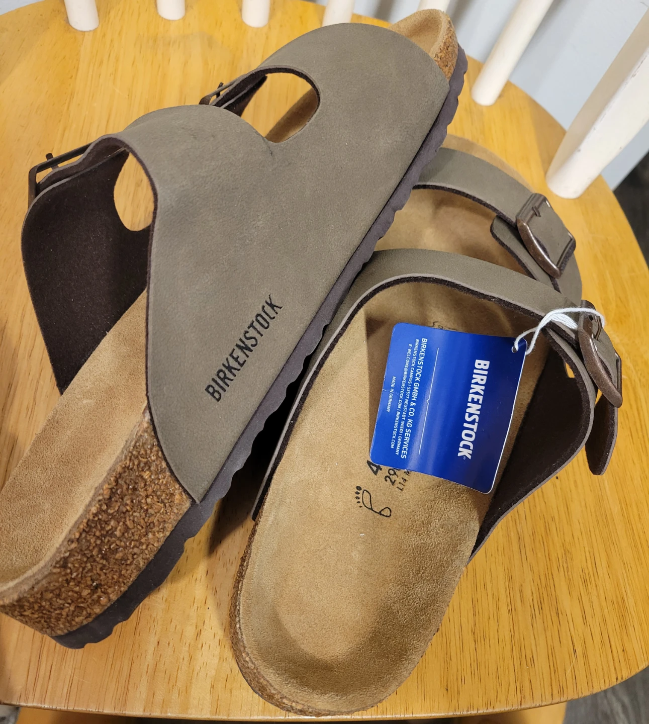 NEW Birkenstock Men's Arizona Stone Birkibuc Sandals Sz 45 / 12 - photo 4