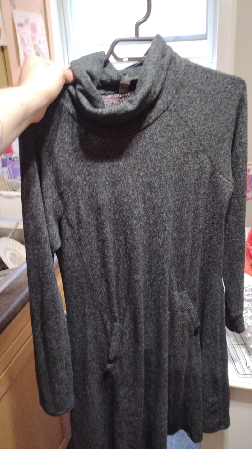 Women's Large: Dark Grey Turtleneck Knit Sweater Dress