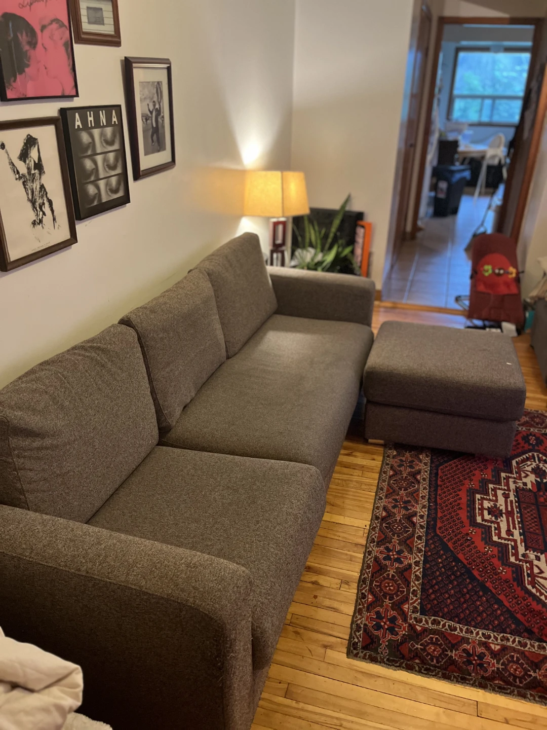 Grey Fabric Sofa with Matching Ottoman - photo 3