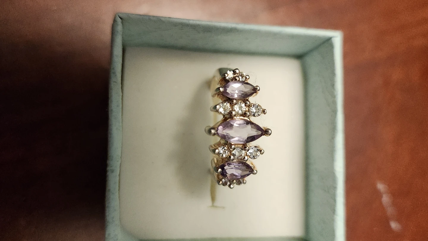 RING Mined  Amethyst and Topaz 925 Solid Sterling Silver