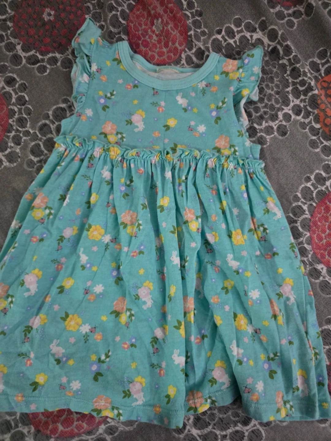 🏈 Girls Floral Bunny Ruffle Dress
