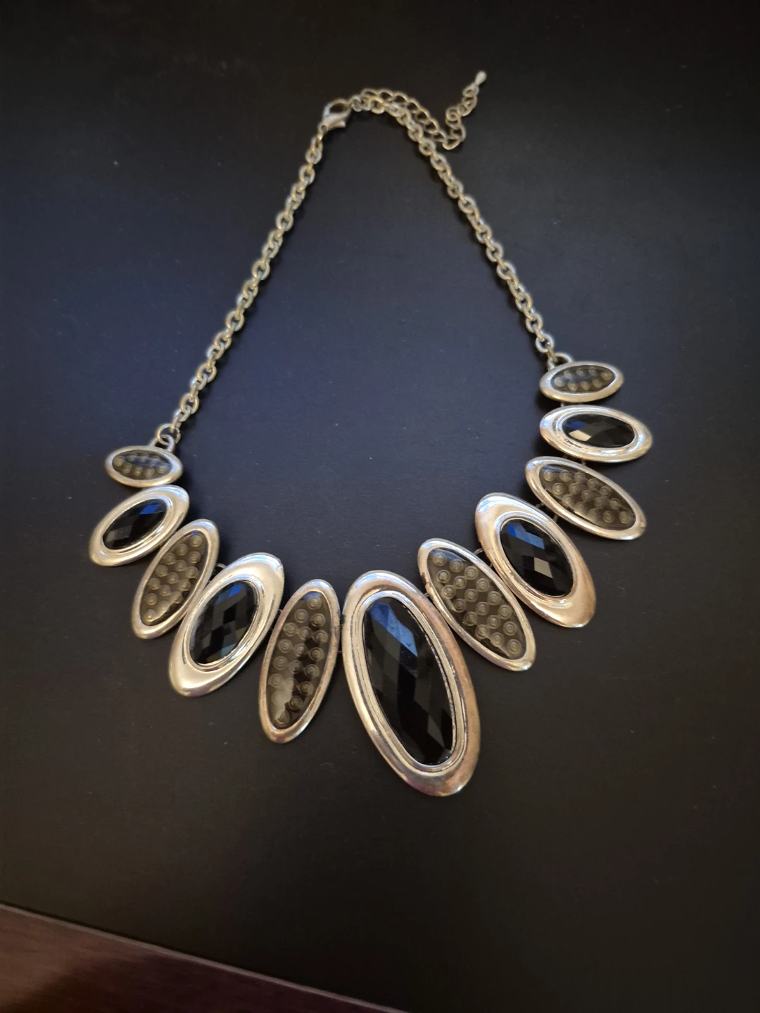 Black and Silver Tone Statement Necklace
