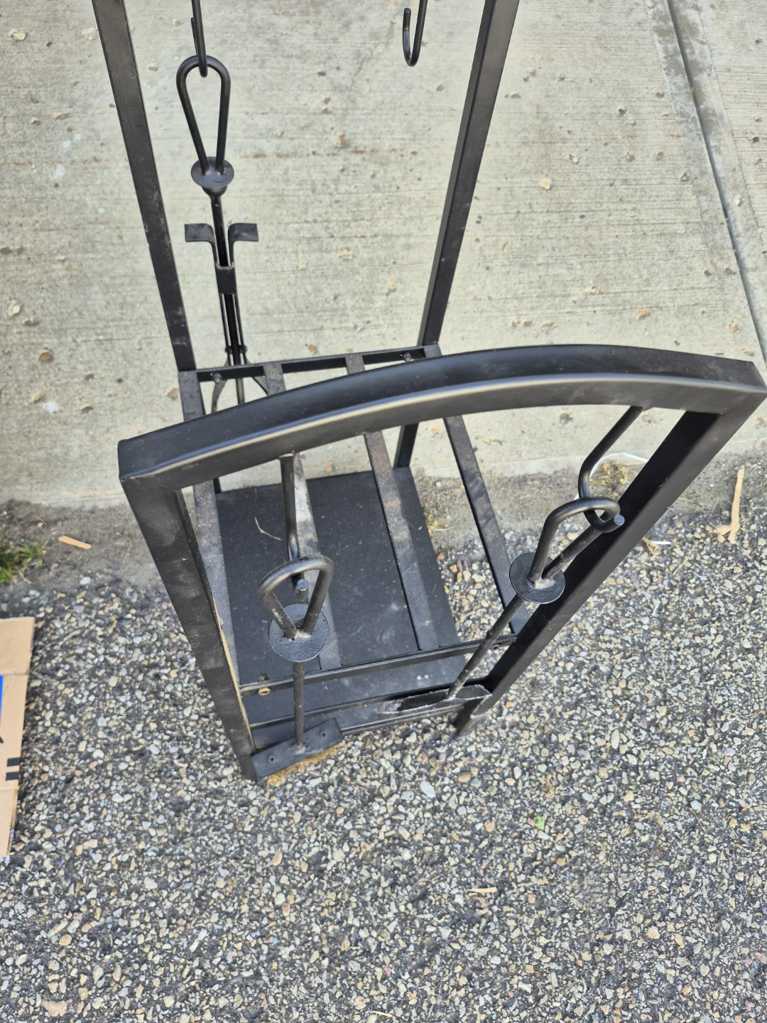 Black Metal Fireplace Wood Log Holder with Tool Set - photo 3