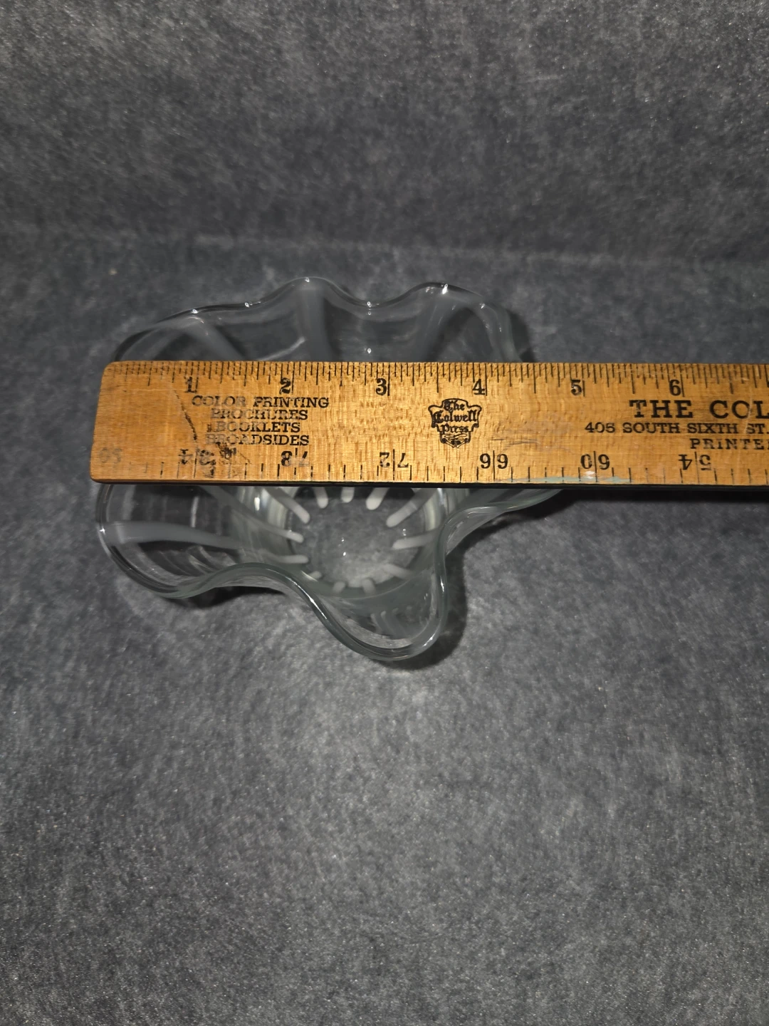 Clear Glass Vase with White Striped Design - photo 5