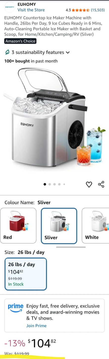 Euhomy Countertop Ice Maker! Great deal! - photo 5