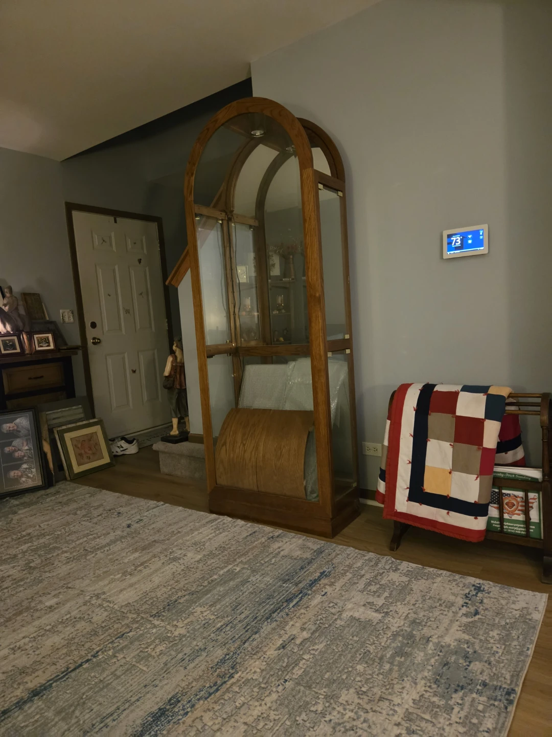 Oak arched display cabinet