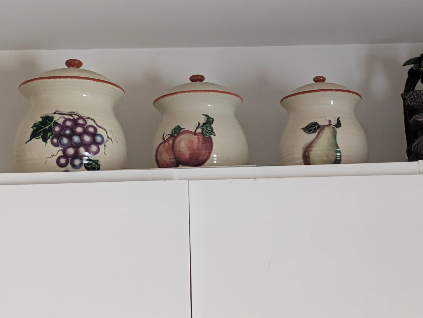 Set of 3 Fruit Pattern Ceramic Canisters