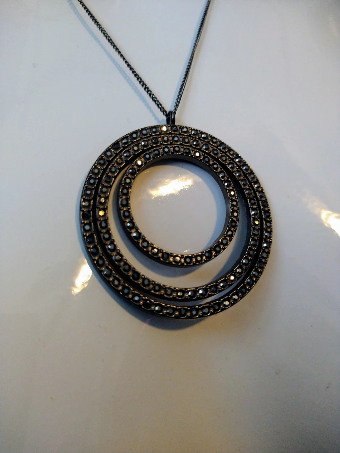 White House Black Market Gunmetal Circular Pendant Necklace - photo 2