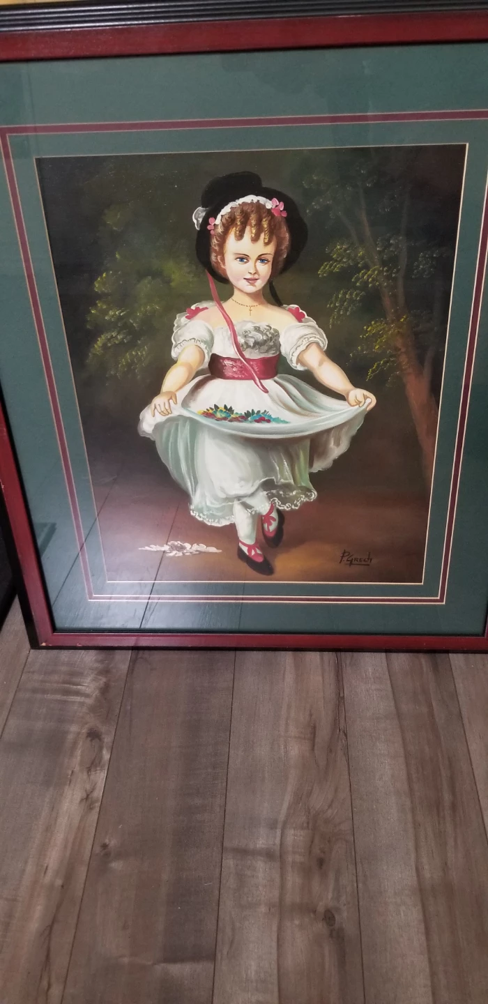 Framed Vintage-Style Painting by P. Grech