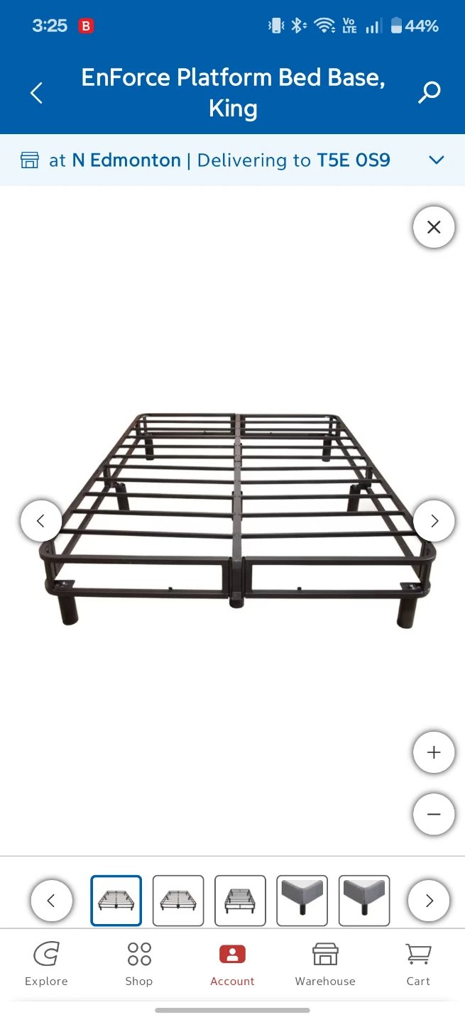 King size bed frame, steel. Nearly new.