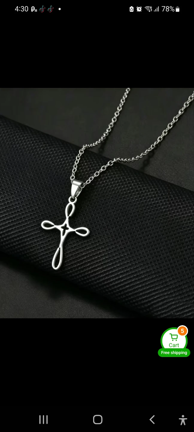 Silver-Tone Infinity Cross Pendant Necklace