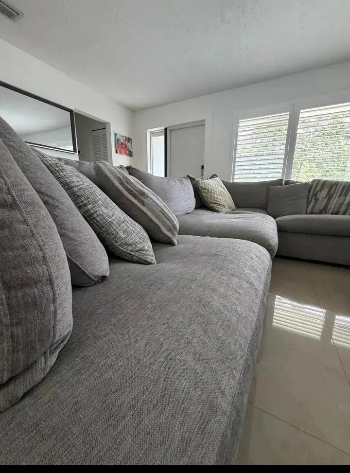 Large Gray Sectional Sofa with Ottoman - photo 2