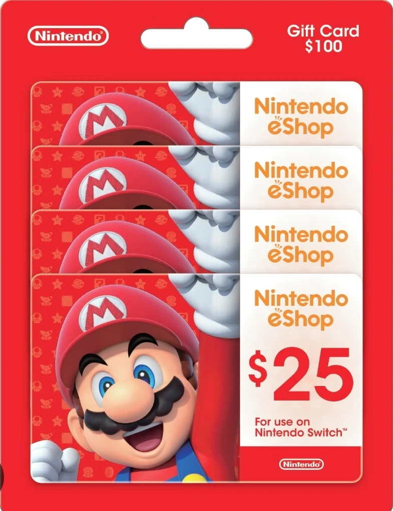 Nintendo eShop $25×4 Gift Card total worth $100
