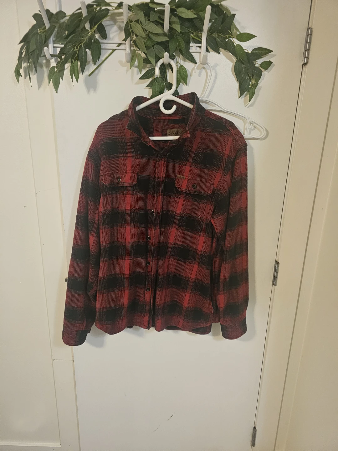 Orvis Red Plaid Flannel Shirt XL/TG