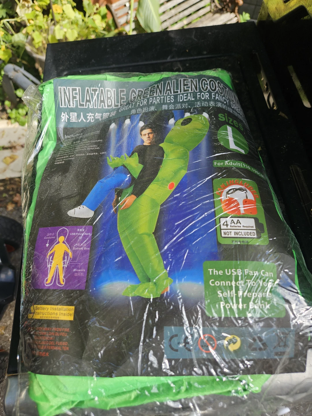 Inflatable Green Alien Costume - Adult Large