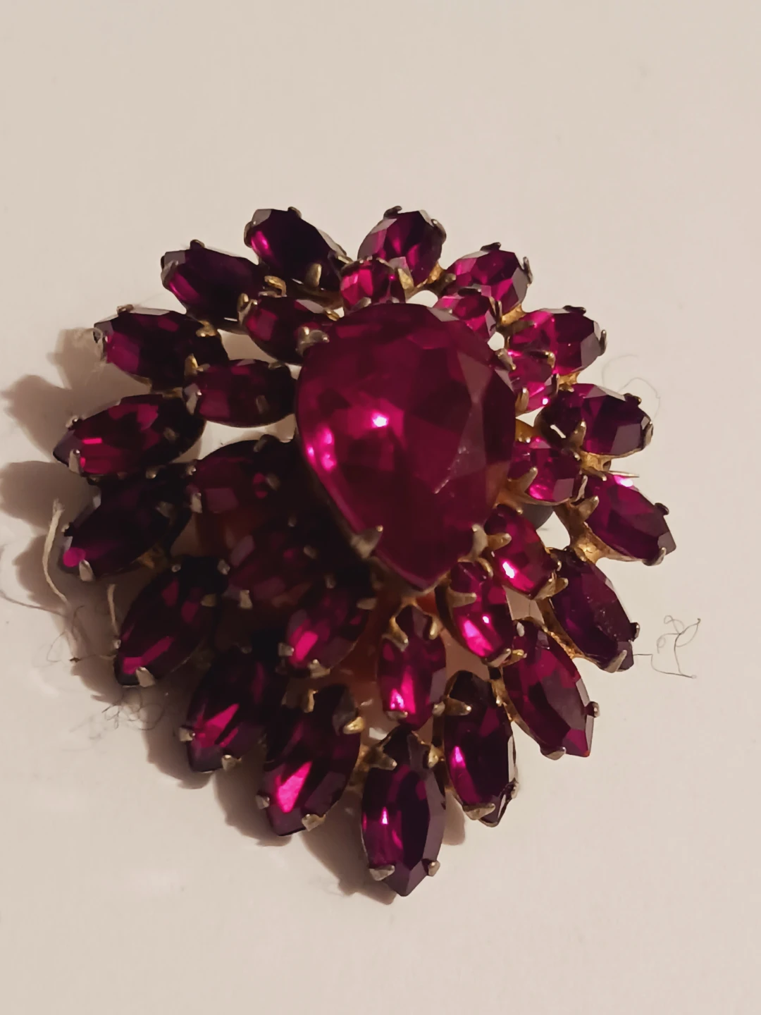 Vintage Magenta Rhinestone Brooch