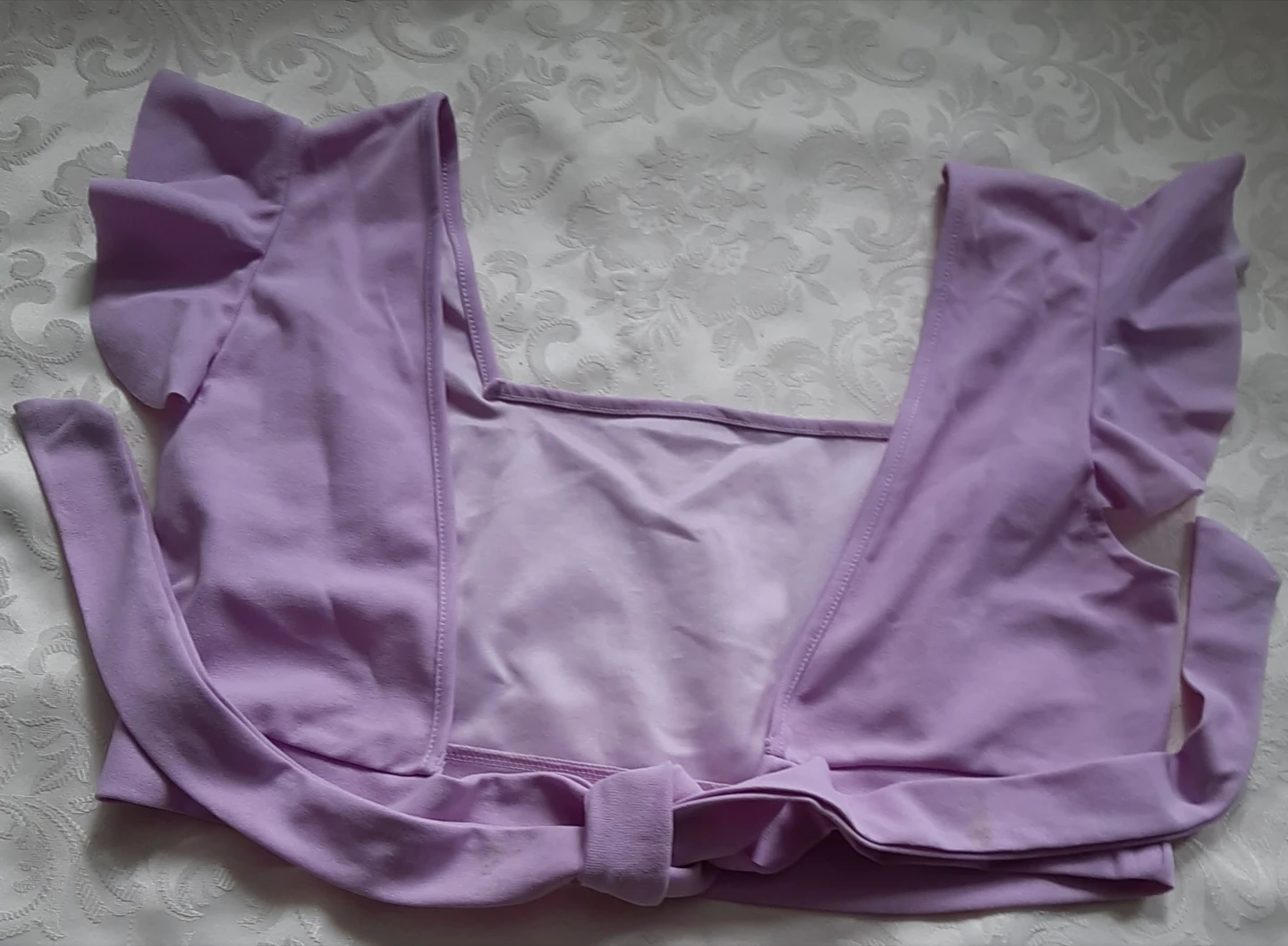 Lilac crop top with flutter sleeves - photo 4
