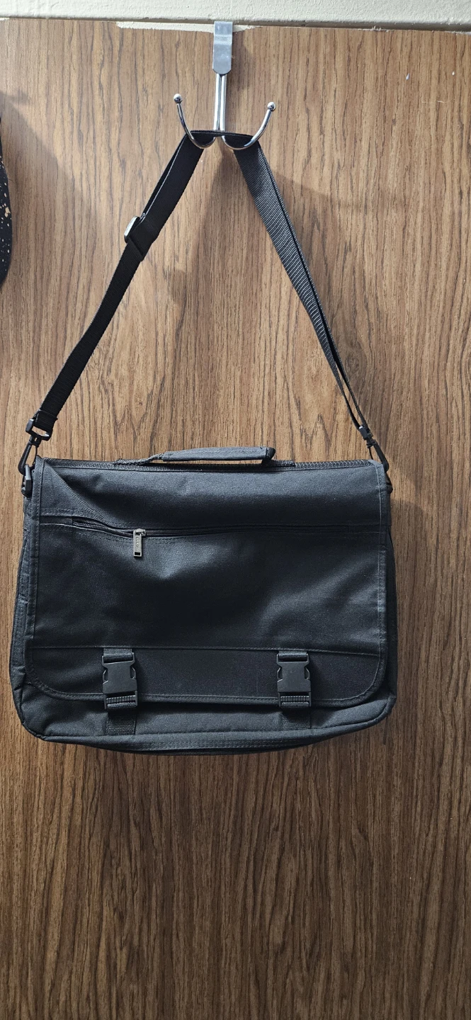 Black Messenger Bag with Adjustable Strap