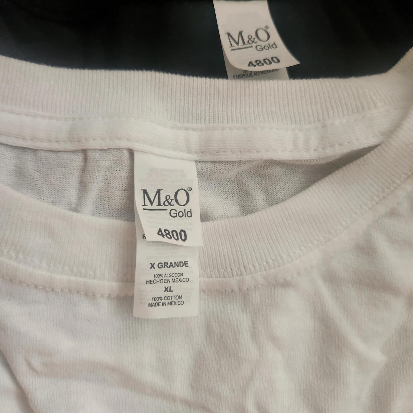 M&O Gold 4800 Blank T-Shirts White/Dark Green - photo 2