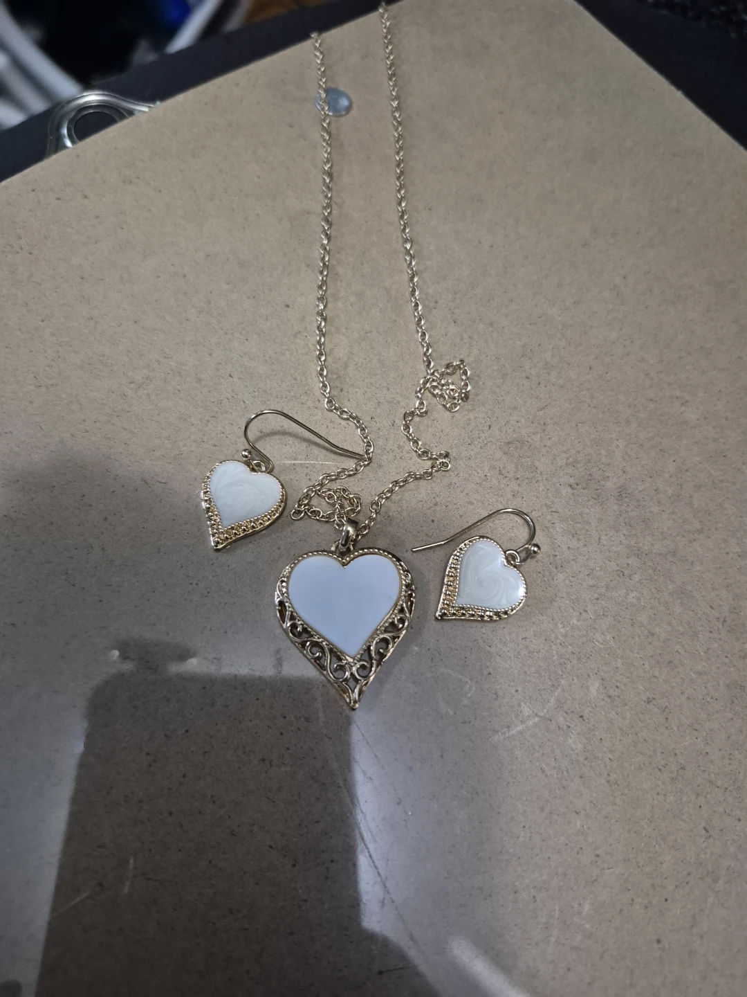 Heart Pendant Necklace and Earrings Set